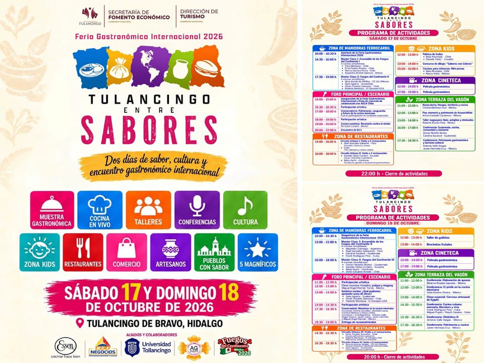 Tulancingo reunirá sabores de México y el mundo en Feria Gastronómica Internacional